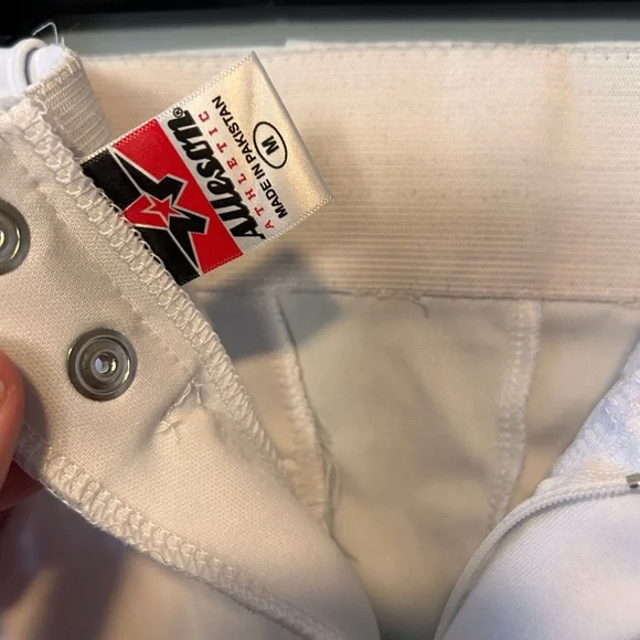 Men’s Alleson White Baseball Pants w/ Blue Piping - Picture 5 of 10